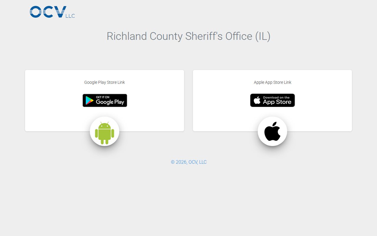 Official Richland County Sheriff app landing page and public safety modules