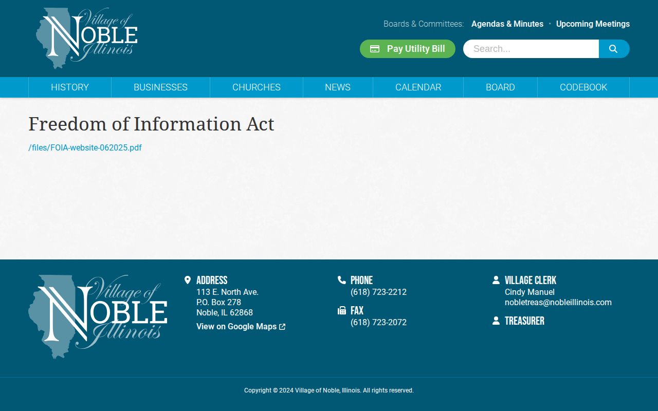 Village of Noble official FOIA records page